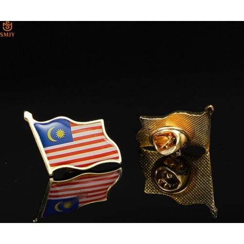 Malaysia 3D Paint Crafts Tie Backpack Lapel Wear Brooch Pin Euro National Emblem Commemorative Badge Jewelry Collection