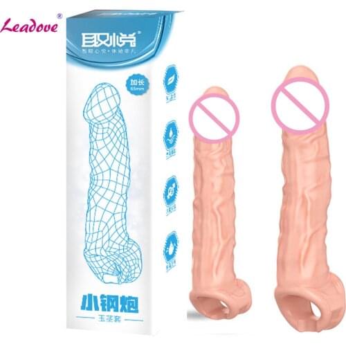 Reusable Thick Condom Silicone Penis Extender Dildo Enlargement Penis Sleeve Delay Ejaculation Sex Toys For Men Gay YS0289
