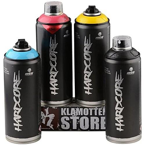 MONTANA COLORS PACK 4 COLORS HARDCORE DYV DECORATION RESTORATION GLOSS SPRAY PAINT SPRAY vivid COLORS brightening