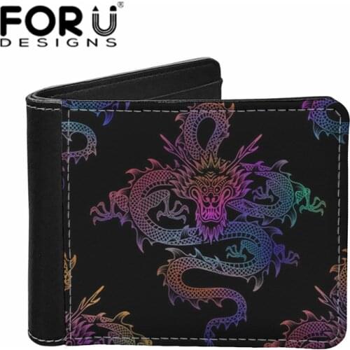 FORUDESIGNS Mens Leather Clutch Wallets Fashion Dragon Colorful Design Male Coin Purse Casual Multi-Card Bag Men Money Clip