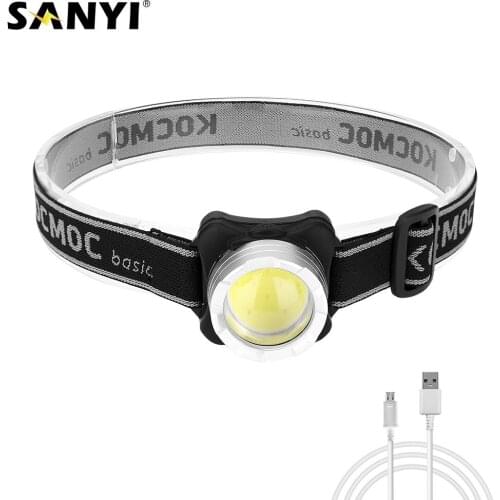 USB Rechargeable Headlight 3 Modes COB LED Headlamp Portable Torch Head Flashlight Camping Lamp Bicycle Light Built-in Battery