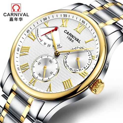 New Switzerland Carnival Brand Luxury Automatic Mechanical Watches Men Sapphire Multi-function Dial Waterproof Clocks C8773G-3