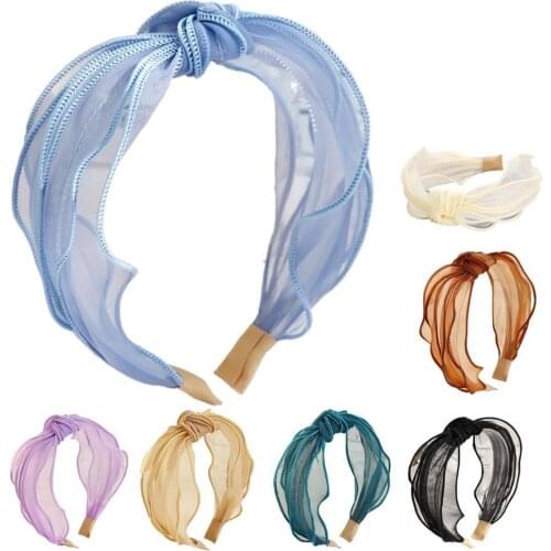 Echo-beauty Lovely Non-slip Wide Solid Color Knotted Hair Hoop Hair Clasp Headdress for Daily Wear