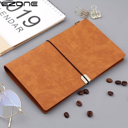 EZONE Creative Retro Leather Strap Notebook Travel Notepa Diary Book Business Meeting Notebook School Office Stationery Gifts