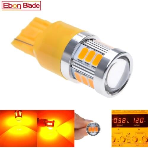 Pair Newest T20 7440 W21W WY21W 12V 24V LED LED Amber Orange Auto Bulbs Turn Signal Light Long Lifetime Car Styling