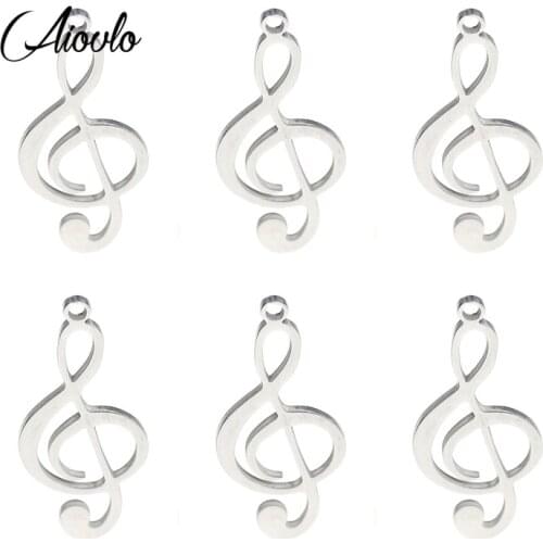 10pcs/lot 12x25mm Stainless Steel musical note Pendant Charms for DIY Bracelet Necklace Findings Jewelry Making Accessories