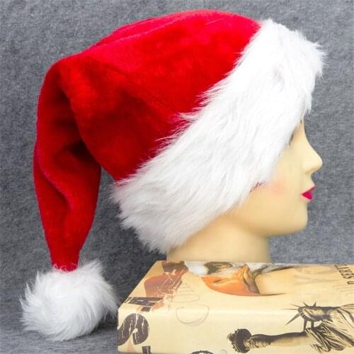 2021 Sale Plush Christmas Hat Adults Kids Thickened Big Ball Santa Claus Hat Christmas Festival Supplies Christmas Decorations