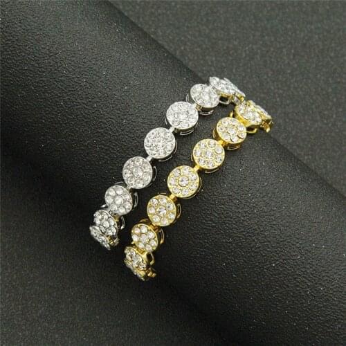 Luxury 9mm Cubic Zirconia Rhinestone Bracelets Iced Out Chain Crystal Wedding Bracelet For Women Men Gold Silver Color Bracelet