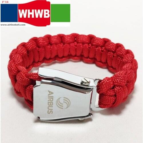 AIRBUS BEOING red aircraft airplane airline seat belt buckle hand made national rope outdoor sports Paracord bracelet /bangle
