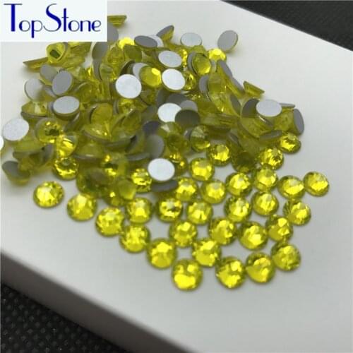 Topstone Rhinestones Flatback ss3-ss34 Citrine Color 3D Nail Art Decorations Non Hot Fix Glue on Rhinestones