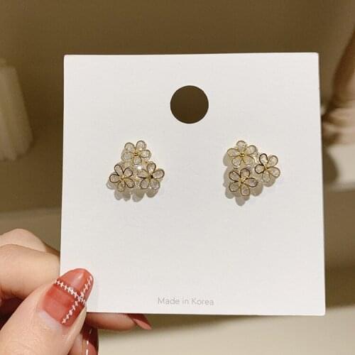 2021 New Arrival 14K Gold Plated Flower Stud Earrings For Women Luxury Jewelry Zircon Earrings
