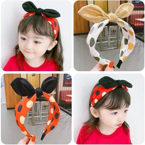 1PC Lovely Rabbit Ears Go Out Girl Hair Bands Simple Big Dot Wash Face Childrens series Head Bands HeadWear