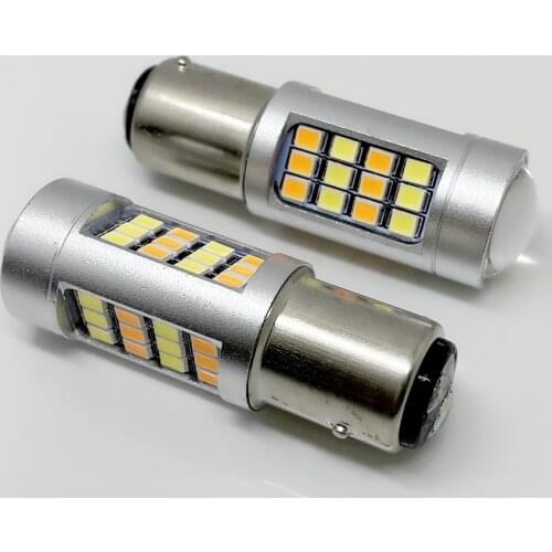 2pcs 1157 BAY15D P21/5W 42SMD 2835 LEDs Switchback LED Car Signal Lights Turn Parking Auto Led White Amber Dual Color