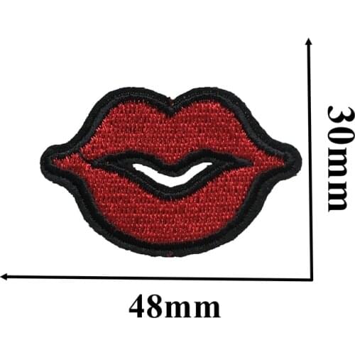 20 Pieces/lot Red Lips Motif Patches for Clothes DIY Embroidered Patch Iron on Patch Small Mouth Embroidery Appliques Decoration