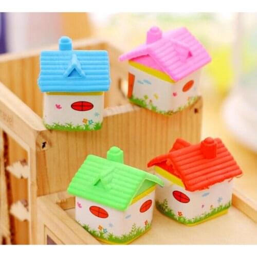 25 pcs/lot Cartoon Kawaii Rubber House Eraser For Kids Gift School Supplies House Stationery Eraser