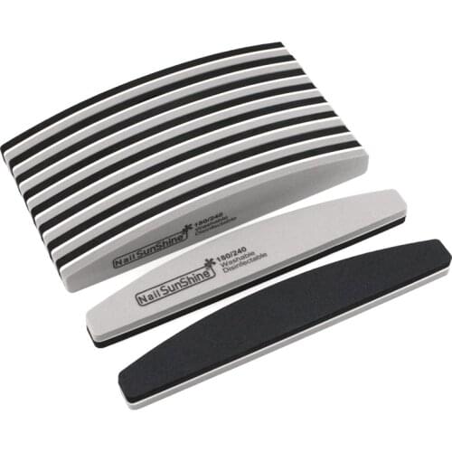 50Pcs/Lot Sponge Nail Buffer Half Moon Sandpaper 180/240 Grit Black Nail Sanding Block Grinding Polisher Manicure Care Tools