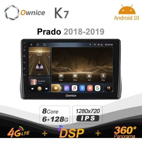 Android 10.0 6G+128G 720P K7 Car autoradio Multimedia for Toyota Prado 2018 - 2019 radio system unit 360 Panorama 4G LTE