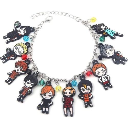 Anime Haikyuu Cosplay Hinata Shoyo Tobio Kageyama Cartoon Bracelets for Men Women Alloy Pendant Charm Bracelet Jewelry Gifts