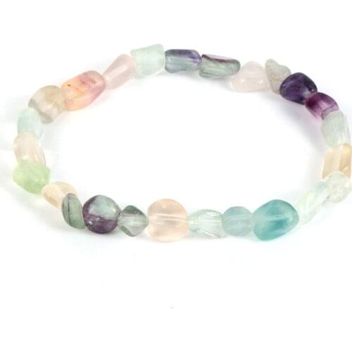 Bohemia Irregular Fluorite Crystal Bracelet 2020 Trendy Women Young Girls Colorful Natural Stone Beads Strand Bracelets Jewelry