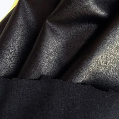 Black Soft PU Faux Leather Fabric Imiation Pleather Fabric,Suitable For Coat,Skirt,Furniture,Sold by Meter