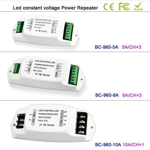 DC5V-24V led Power Ampilier 5A*3CH/8A*3CH/10A*1CH data repeater/ led RGB/mono amplifier PWM power repeater for led strip light