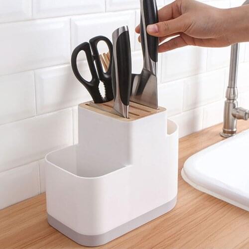 Utensil Holder Knife Block Kitchen Storage Box ABS Flatware Drainer Storage Box Spoon Fork Chopsticks Kitchen Organizer Rack