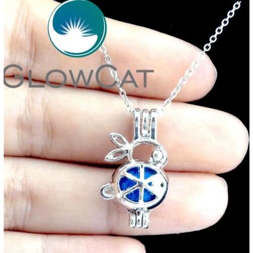 GLOWCAT LL71 Alloy Animal Rabbit Beads Cage Locket Necklaces Aromatherapy Diffuser Pearl Cage Jewelry Wholesale