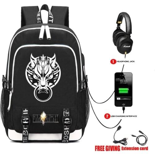 USB Charge Interface canvas Shoulder School Bags Pocketbook Travel Bags Laptop backpack Game Final Fantasy Backpack 8 style