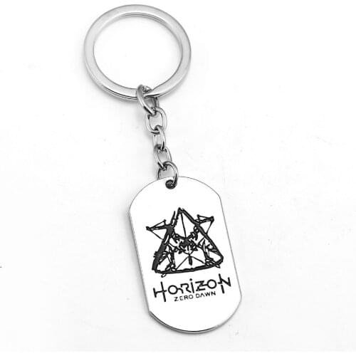 Horizon Zero Dawn Keychain Silver Dog Tag Key Ring Holder Metal Fashion Car Bag Chaveiro Key Chain Pendant Game Jewelry