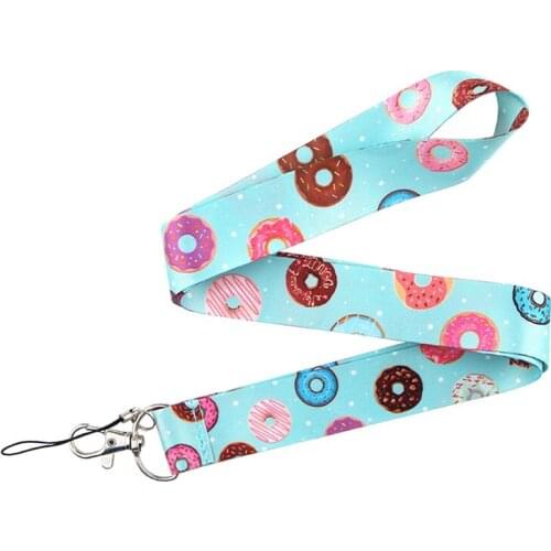JF0153 Donut Blue Lanyard Neck Strap for Key ID Card Cellphone Straps Badge Holder DIY Hanging Rope Neckband Accessories
