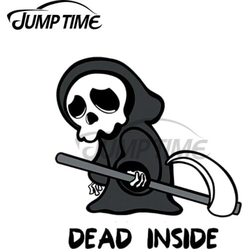 JumpTime 13 x 3.9cm For Dead Inside Grim Reaper Bumper Car Stickers Scratch-Proof Decal Refrigerator VAN Cartoon Car Assessoires