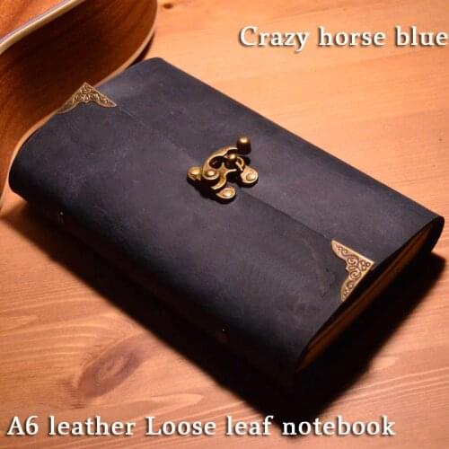 A6 leather Loose leaf notebooks and journals Handmade Vintage cowhide daily record Travel Spiral Riller notepad Creative Gift