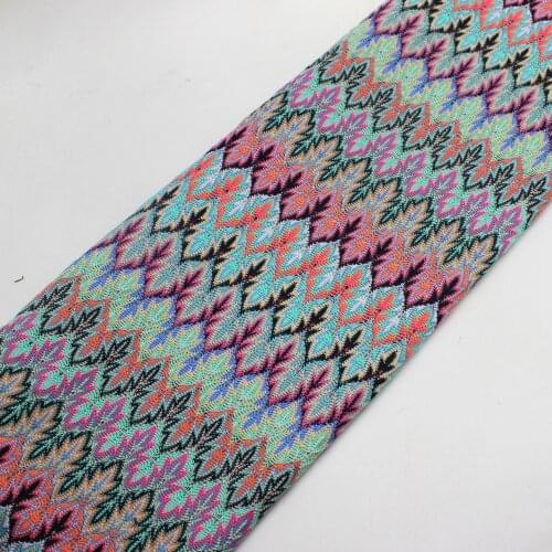 Zig Zag Knits Lace Fabrics 1 Meter For Dress Colored Wave Striped Crochet Mesh Fabrics Diy Fashion Cloth Maple Leaf 150CM Wide