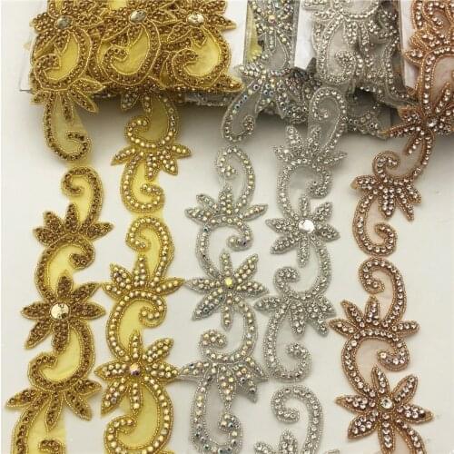 5yards Crystal Motif Strass Hot Fix Rhinestone Tape Ribbon With Rhinestones Iron On Appliques for wedding belt dressing
