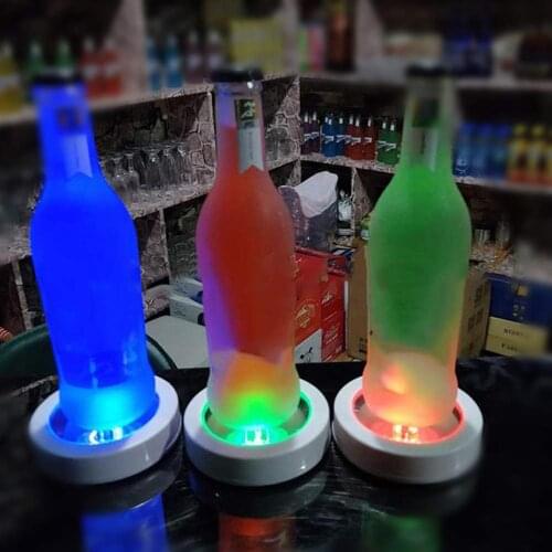 Color Changing Flashing LED Coaster Drink Bottle Champagne Cocktail Cup Mat Holder for Party Club Bars Vase Wedding Decoration