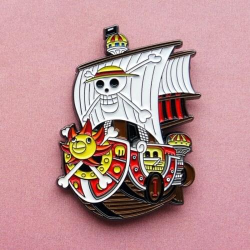 Cartoon Anime THOUSAND SUNNY Ship LUFFY Enamel Brooch Pin Backpack Hat Bag Collar Lapel Pins Badges Fashion Jewelry Accessories