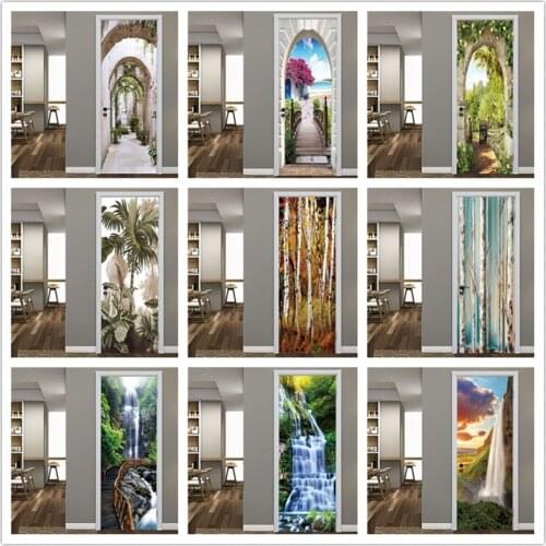 Door Stickers Home Decor Renew Door Wrap Wall Sticker Mural Wallpaper Poster Self Adhesive PVC Removable Waterproof Door Decal