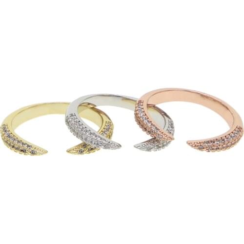 Open adjusted ring simple cz bands minimal minimalist fashion women finger ring jewelry