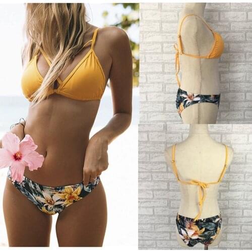 Sexy Floral Swimwear For Women Urbanity Style Two-Piece Swimsuit Bikini Set Bathing Suits Female Plant Swim Suit New Design