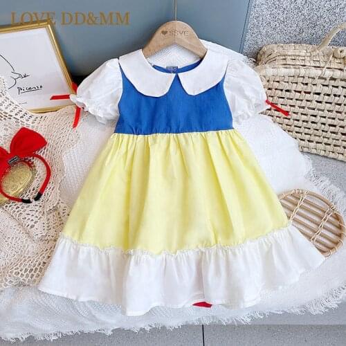 LOVE DD&MM Girls Dresses 2021 Fashion Kids Wear Princess Bow Patchwork Short Sleeve Dress Kids costumes For Baby 3-8 Years