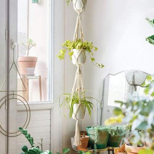 Macrame Plant Hanger Set Of 5 Indoor Wall Hanging Planter Basket Flower Pot Holder Boho Home Decor