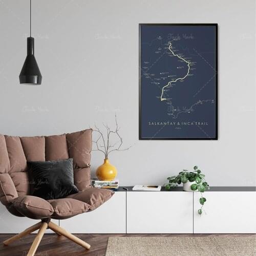Salkantay & Inca Trail Poster | Inca Track Map | Salkantay Trail Wall Art | Machu Picchu Trekking | Relive your Adventures | Tr