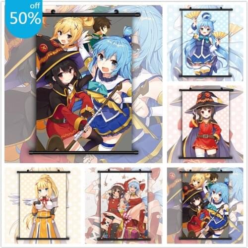 KonoSuba Aqua Darkness Megumin Retro Poster Anime Posters Canvas Painting Wall Decor Wall Art Picture Room Decor Home Decor
