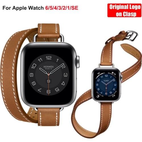 For Apple Watch Band 6 5 4 3 2 1 SE Genuine leather 14mm width Correa Bracelet for Apple Watch 44mm 40mm 42mm 38mm iWatch Strap