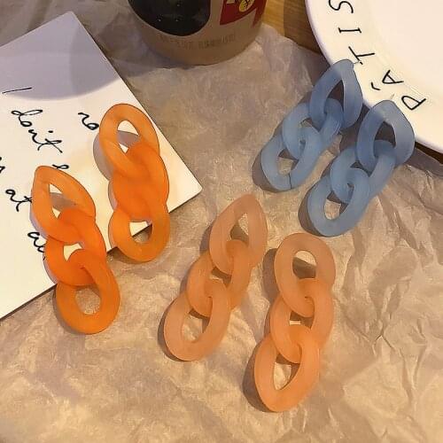 S925 Needle New Fashion Tassel Geometric Exaggerated Jelly Color Acrylic Chain Stud Earrings For Women Jewelry Accessories 0716