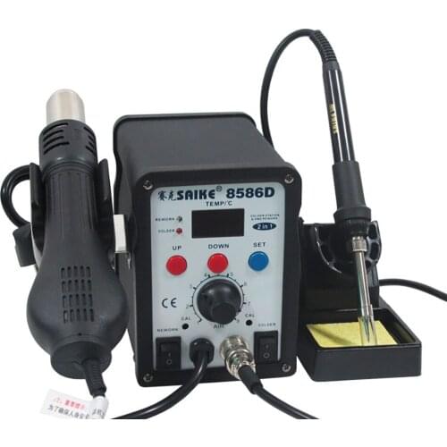 SAIKE 8586D 2-in-1 LED Microcomputer Digital Display Solder Station Adjustable Air Volume Temperature 650W Hot Air Gun Station