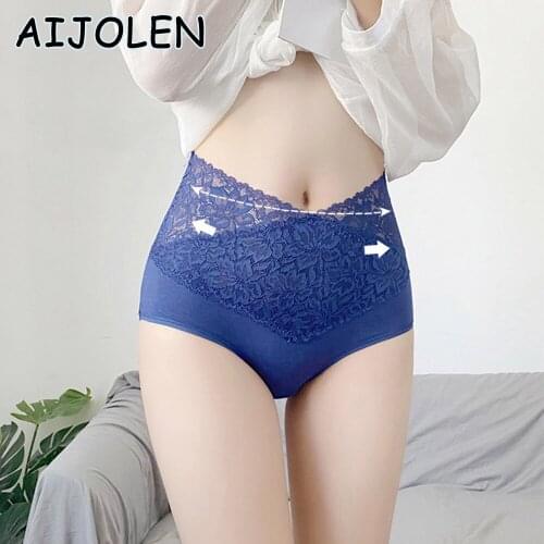 AIJOLEN Sexy Transparent Lace Underwear Womens Buttocks Seamless Underpants Large Size Buttocks And Abdomen Cotton Briefs