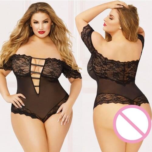 2021 Black Hot Sexy Bandage Nightwear Party Club Body Floral Playsuit Off Shoulder Mesh Sheer Bodysuits Lingerie