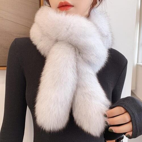 Lantafe New Fox Fur Scarf Woman Scarfs Natural Fur Scarf Winter Thick Keep Warm Outdoor Beautiful Real Fur Hair Scarf