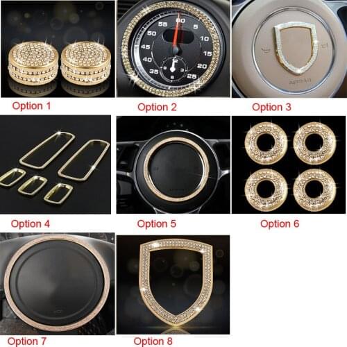 Car Styling Gold Steering Wheel Volume Ring Window button Trim for Porsche Panamera Cayenne Macan Car Interior Accessories